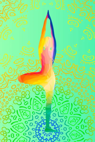Ilustración vectorial de Yoga plantea silueta de mujer — Vector de stock