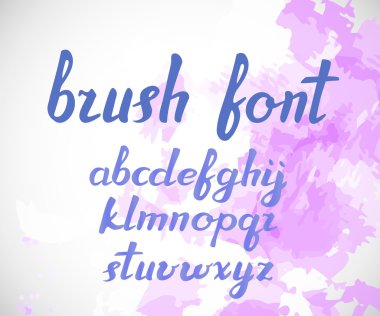 Modern vektör fırça el alfabesi yazılı. Suluboya efekti. ABC harfleri boyalı. Modern yazı fırçaladı. Boyalı alfabesi.
