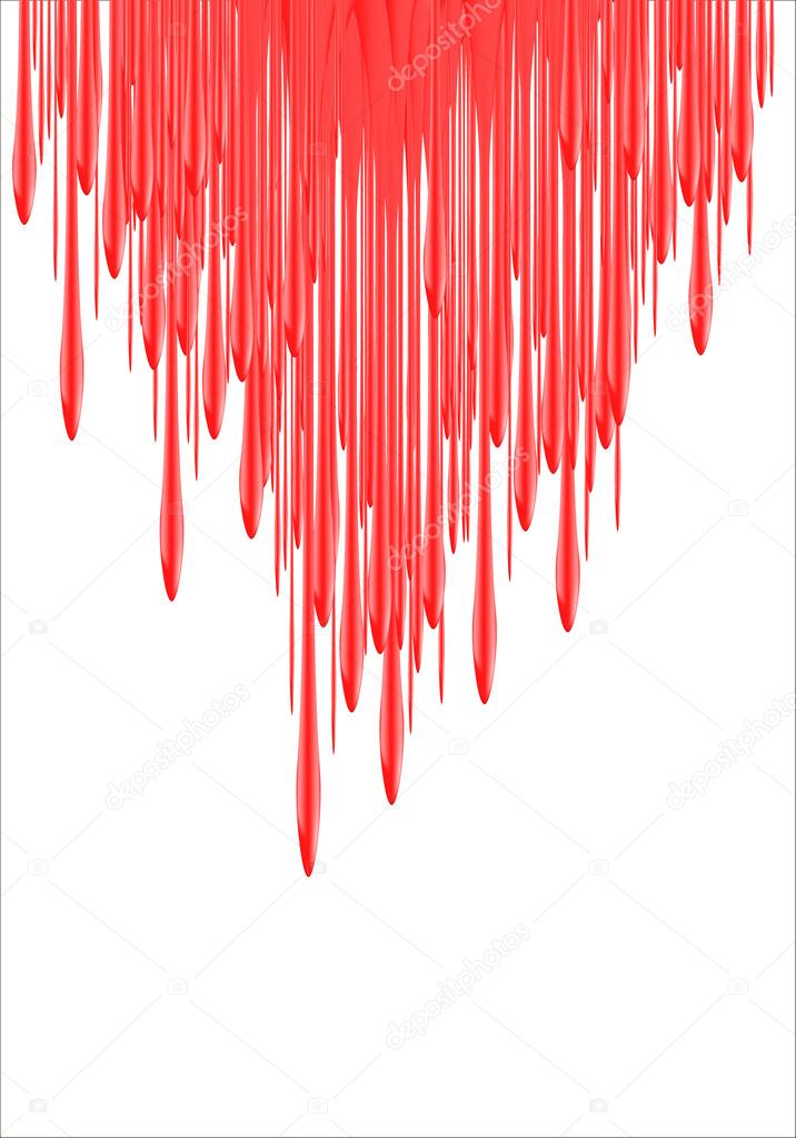 Paint Drips vector illustration. Red falling red liquid or blood. red nail polish leaking. 3d