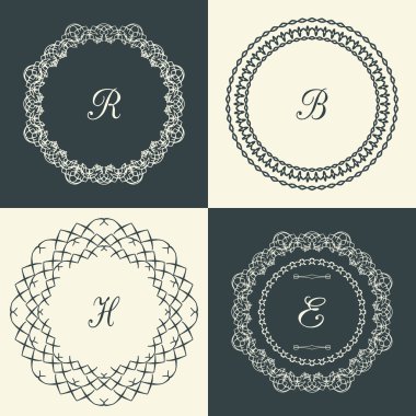 Kaligrafi monogram amblemi şablon gelişir. Lüks çerçeve.