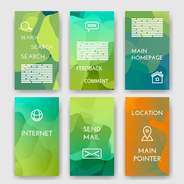 Set of poster, flyer, brochure design templates with Map Location, Mail, Internet, Homepage for web interface, Feedback Comment, Search  Infographic Concept. Abstract modern backgrounds for app — Stock Vector