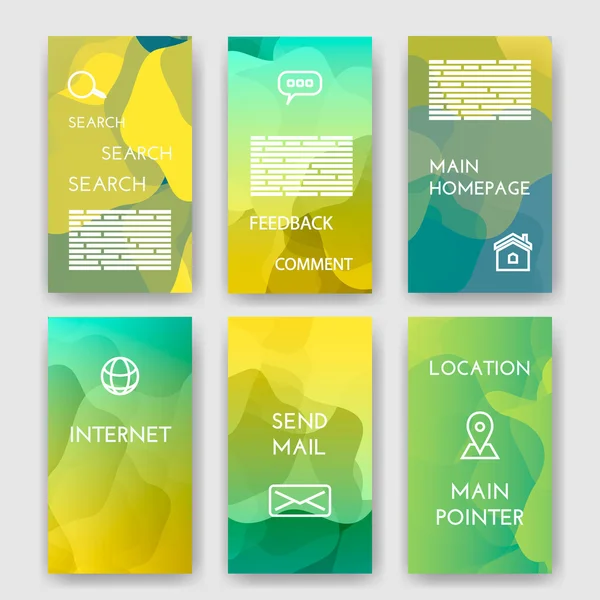 Set of poster, flyer, brochure design templates with Map Location, Mail, Internet, Homepage for web interface, Feedback Comment, Search  Infographic Concept. Abstract modern backgrounds for app. eps10 — Stock Vector