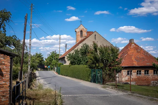 Sobotka Poland July 2021 Old Church Brick Houses Strzegomiany Village — Fotografia de Stock