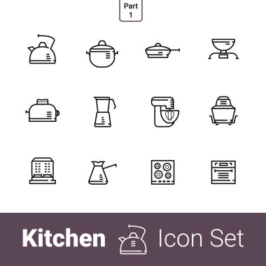 Mutfak satır Icon set. Bölüm 1.