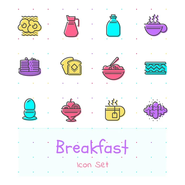 Breakfast color line icon set — Stock Vector