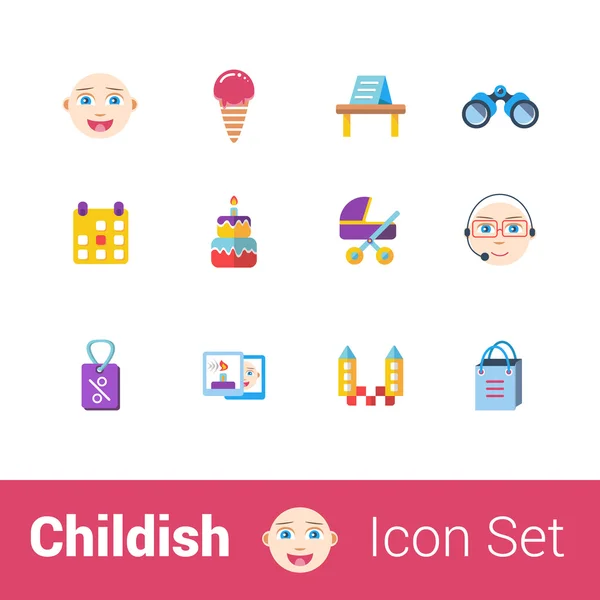 Kinderachtig kleur icon set voor apps — Stockvector