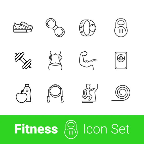 SET ICONICO DI LINEA DI FITNESS — Vettoriale Stock