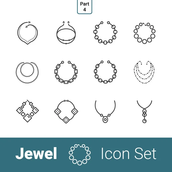 Conjunto de iconos de línea joya. Parte 4. Collares y cadenas — Archivo Imágenes Vectoriales