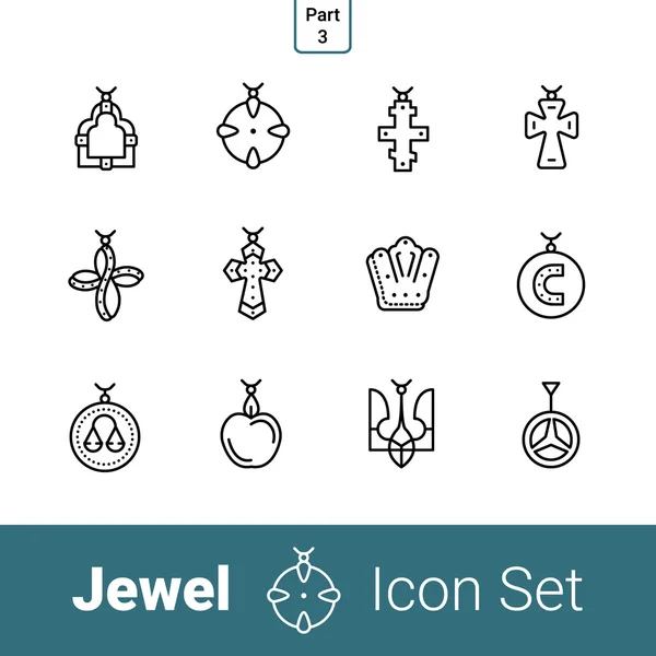 Jewel Line Icon Set. Teil 3. Anhänger — Stockvektor