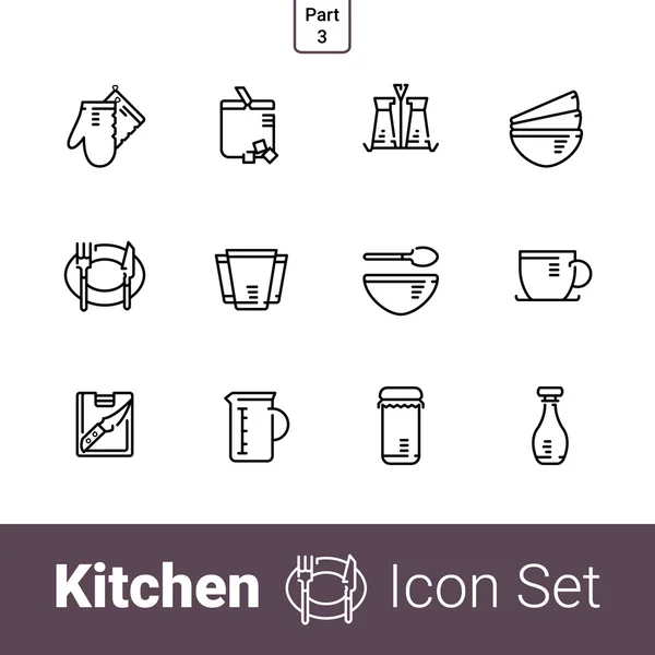 Set de iconos de línea de cocina. Parte 3 — Vector de stock