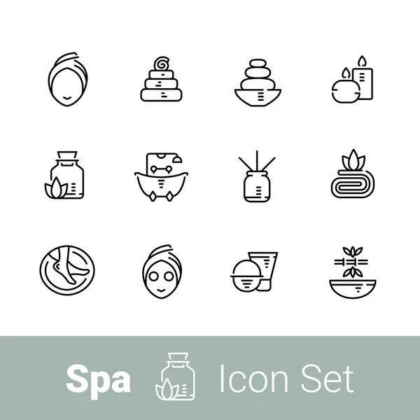 Spa line Icon gesetzt — Stockvektor