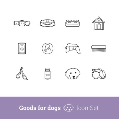 Goods for dogs icon set clipart