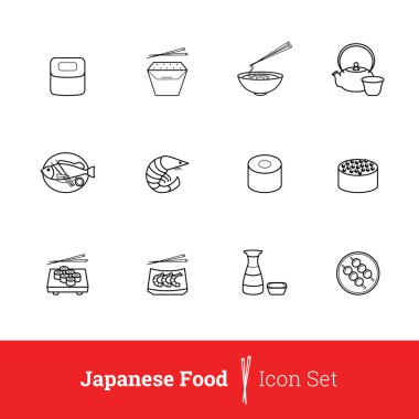 Japon yemekleri Icon set