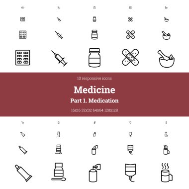 Tıbbi anahat duyarlı Icon set. Bölüm 1