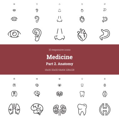 Tıbbi anahat duyarlı Icon set. Bölüm 2