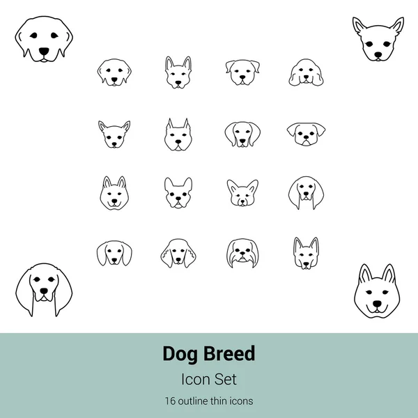 Juego de iconos de raza de perro — Archivo Imágenes Vectoriales