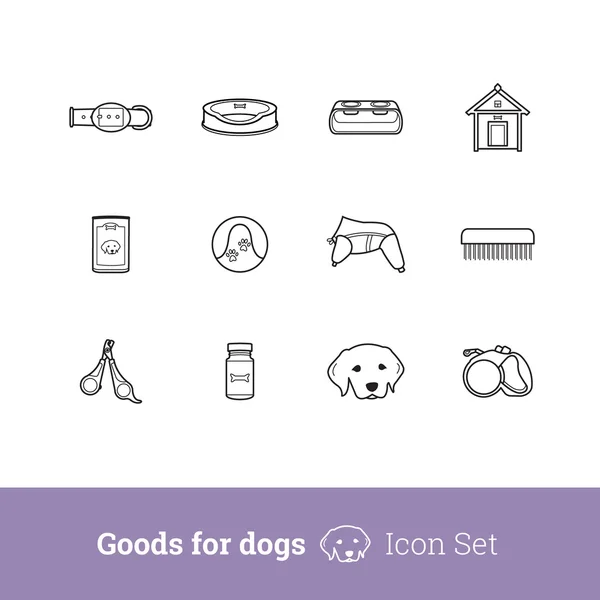 Mercancías para perros icono conjunto — Archivo Imágenes Vectoriales