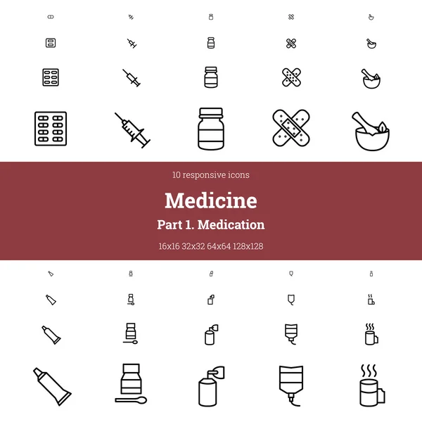 Tıbbi anahat duyarlı Icon set. Bölüm 1