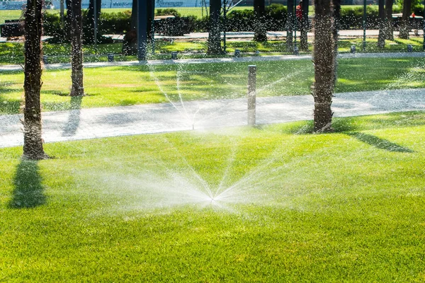 Irrigatori Automatici Innaffiare Erba Prato Innaffiato Estate Comodo Casa Verdi — Foto Stock