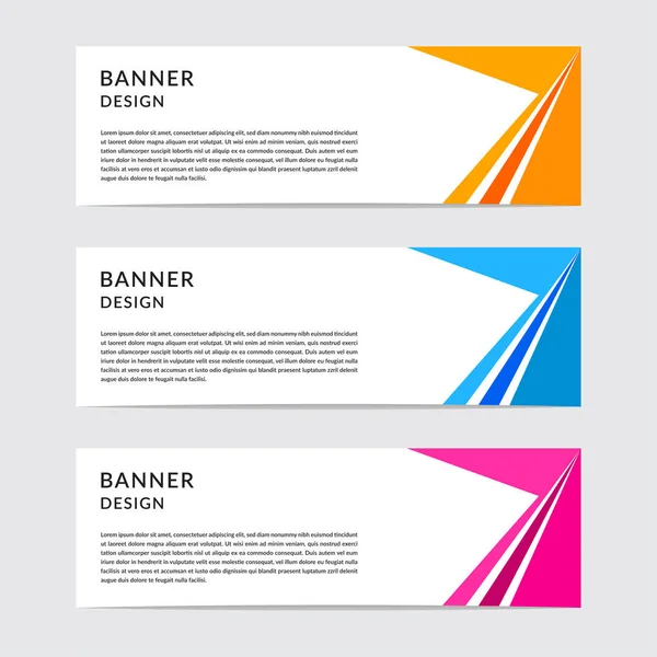 Conjunto Banners Negocios Web Modernos Tres Plantillas Color Vector — Vector de stock