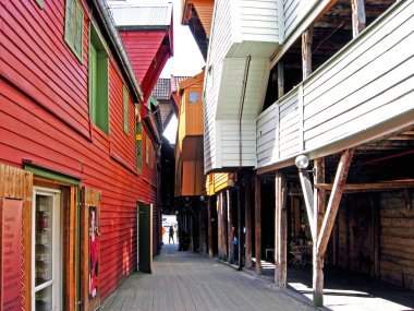 Eski kasaba konumunun Bryggen Bergen (Norveç tarihi ahşap evleri)