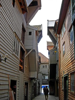 Historic houses of the old town location Bryggen in Bergen (Norway) clipart
