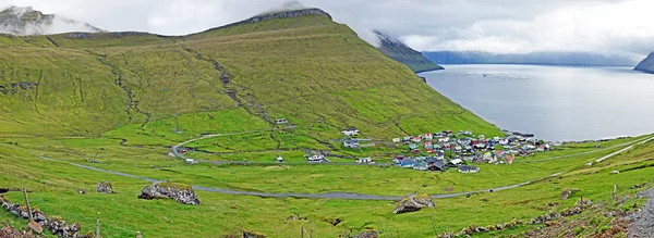 Panoráma Funningur települések között, a Feröer-szigetek — Stock Fotó