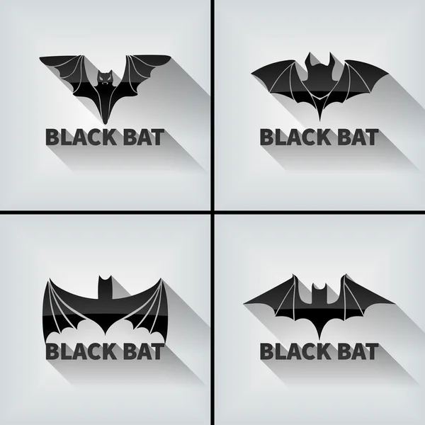 Black bat Set. Symbol. Vector logo template, emblem — Stock Vector