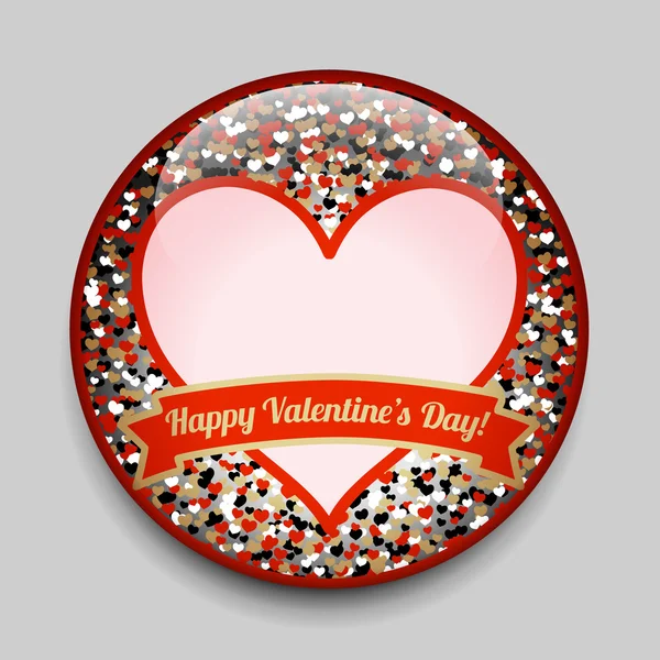 Glückliche Valentinstagskarte. Herz 3D-Taste. Vektor — Stockvektor