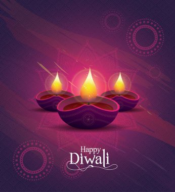 Mutlu Diwali Festivali Yaratıcı Lambalarla Şablon Tasarımı