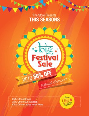 Festival Büyük İndirimli Poster Arkaplan Şablonunu% 50 indirimli Teklif Et