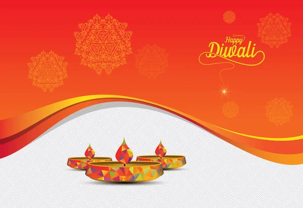 Happy Diwali Festival Fondo Plantilla Diseño Con Lámparas Creativas — Archivo Imágenes Vectoriales