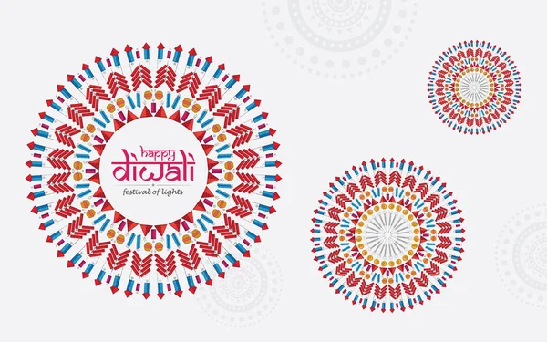 Happy Diwali Festival Modelo Fundo Decorado Com Diwali Fire Crackers — Vetor de Stock