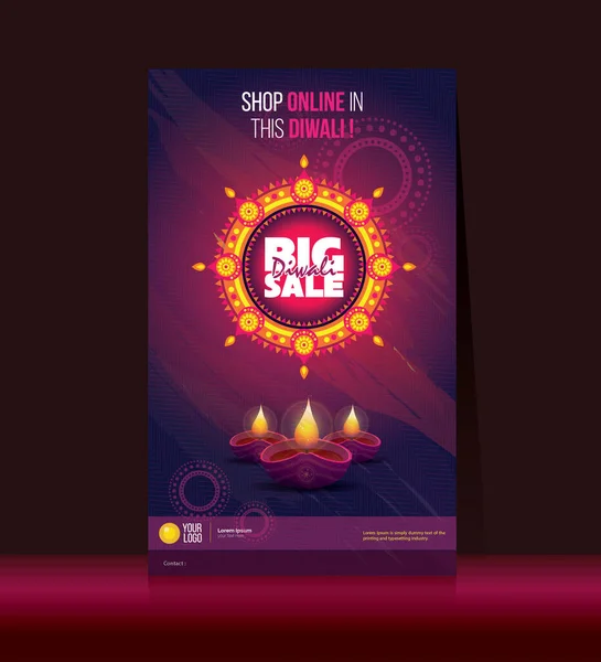 Diwali Festivali Büyük İndirimli Poster Tasarımı Yaratıcı Lambalar Şablonu