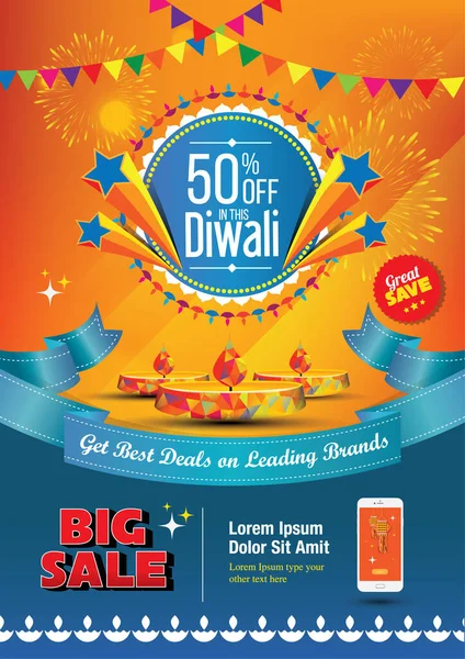 Büyük Diwali Festivali Satış Posteri Tasarım Şablonu