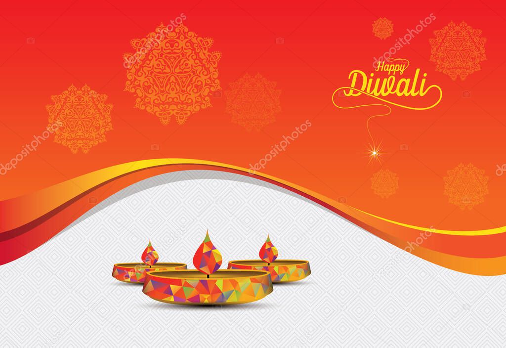 Happy Diwali Festival background Template Design with Creative Lamps