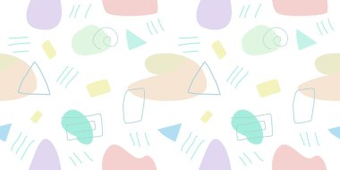 Şirin, dikişsiz geometrik desen çizimi, pastel renkler, kart arkaplanı için karalama tasarımları, çocuk tişörtü baskıları ve daha fazlası.