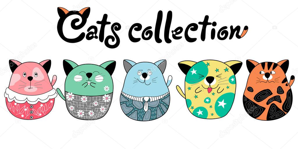 Cats collection, clip art and craft designs for For backgrounds, cards, digital prints, t-shirt designs, kids art, stickers, fabric prints, mugs, stickers, diY and more.