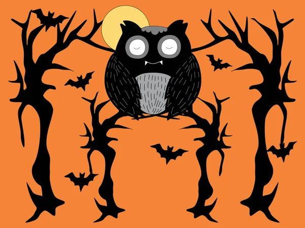 Happy Halloween Collectie Ontworpen Met Doodle Stijl Zwart Wit Oranje — Stockvector