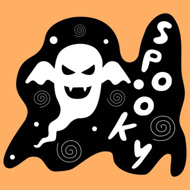 Cadılar Bayramı süslemeleri, tişörtler, fincanlar, yastık kalıpları, kartlar, arka planlar, battaniye kalıpları, çocuklar için Cadılar Bayramı için siyah-beyaz turuncu renkte karalama tasarımları.