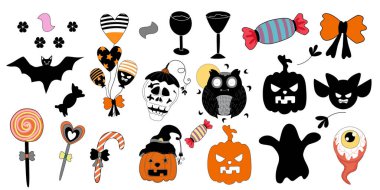 Cadılar Bayramı dekorasyonları, arka plan, Cadılar Bayramı süslemeleri, tişörtler, fincanlar, yastıklar, çıkartmalar, kartlar, duvar kağıtları, battaniye tasarımı temasına uyacak şekilde siyah-beyaz turuncu renkte tasarlandı.