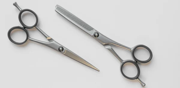 Scissors hairbrush hairdressing white background — Stock Photo, Image