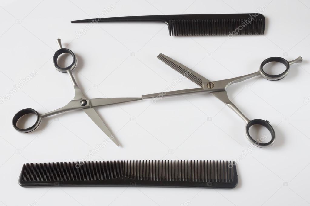 hairdressers tools scissors comb clips