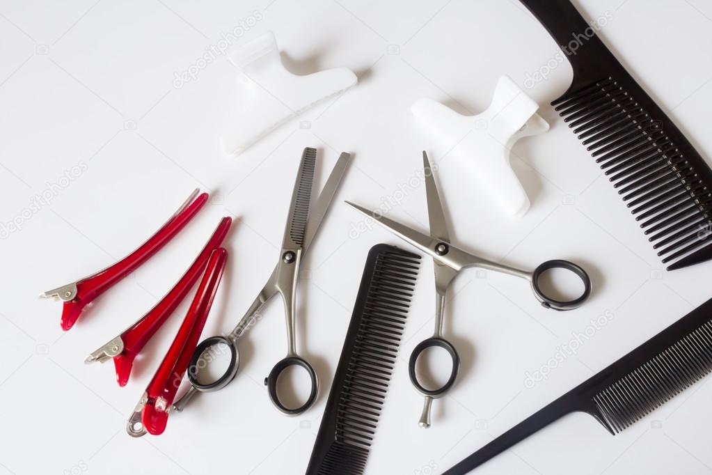 hairdressers tools scissors comb clips