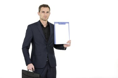 Yakışıklı işadamı, mühendisi, inşaat danışman, mimar. Stüdyo çekimi.