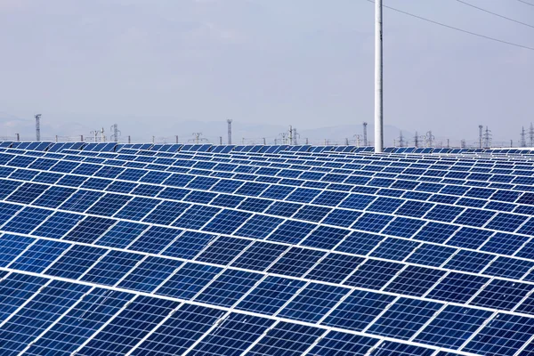 solar panels with the sunny sky.