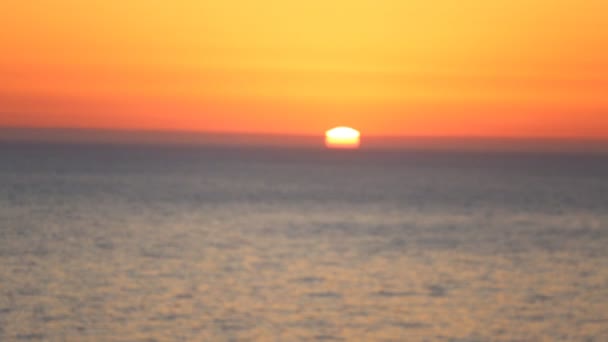 Wunderschöner Sonnenuntergang über einem ruhigen Ozean mit fliegenden Seevögeln. tropischer Sonnenuntergang im Meer — Stockvideo