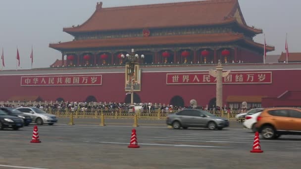 BEIJING, CHINA - 16 September 2015: Pemandangan Lapangan Tiananmen — Stok Video