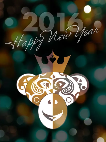 Year of the Monkey 2016 with monkey head and the crown — Stock Photo, Image