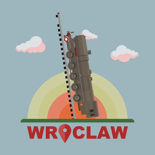 Wroclaw train to sky — Stock Vector